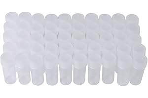 Plastic Sample Bottles, 5ml Small Test Tubes Container to Store Paste Solid Powder Pills for School Teaching Small Items 50Pc