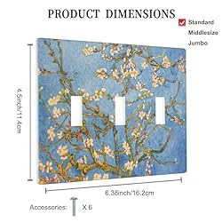 Pznen Triple Toggle Wall Plate, Almond Tree Van