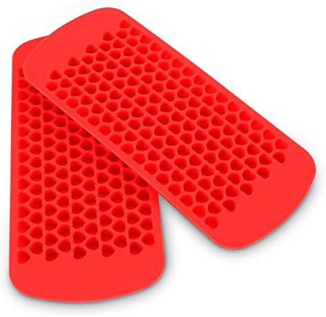 Belmalia 2x Heart-shaped Ice Cubes Mould Silicone, 2x 150 Mini Heart Ice Cubes, Red