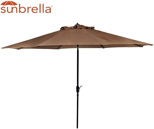 Bayside 21 9 Market Umbrella With Tilting Patio Umbrella Outdoor Aluminum Table Umbrella Of 9 Feet With 8 Ribs Auto Tilt And Crank Sunbrella Fabric Umbrella Canopy Sunbrella Cocoa Brown Amazon Ca Patio Lawn