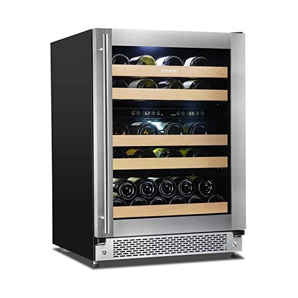 Wine-Cooler-Built-in-Multi-Size-Bottle-Dual-Zone-Wine-refrigerator-Double-Layer-Tempered-Glass-Door-Stainless-Steel-Front-Ventilation-24-Inch-43-Bottles
