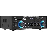 GSJADYH Stereo Audio Amplifier, Max 300W, 2 Channel Stereo Receiver,Wireless Bluetooth 5.0 Power Amplifier System for Home Theater Speakers, Karaoke,Garage,Home Amp with USB,SD,RCA,2 MIC in