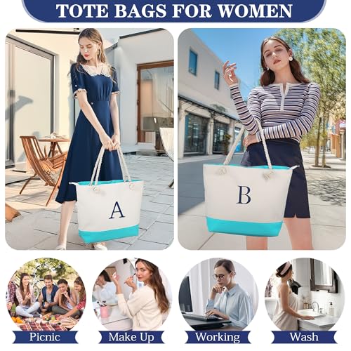 YOOLIFE WEDDING ENGAGEMENT BRIDESMAID LARGE BEACH TOTE BAG, MAKEUP BAG BEACH ESSENTIALS FOR WOMEN, PROPOSAL GIFT, BEST FRIEND BIRTHDAY GIFT FOR DAUGHTER GRADUATION HER LETTER P