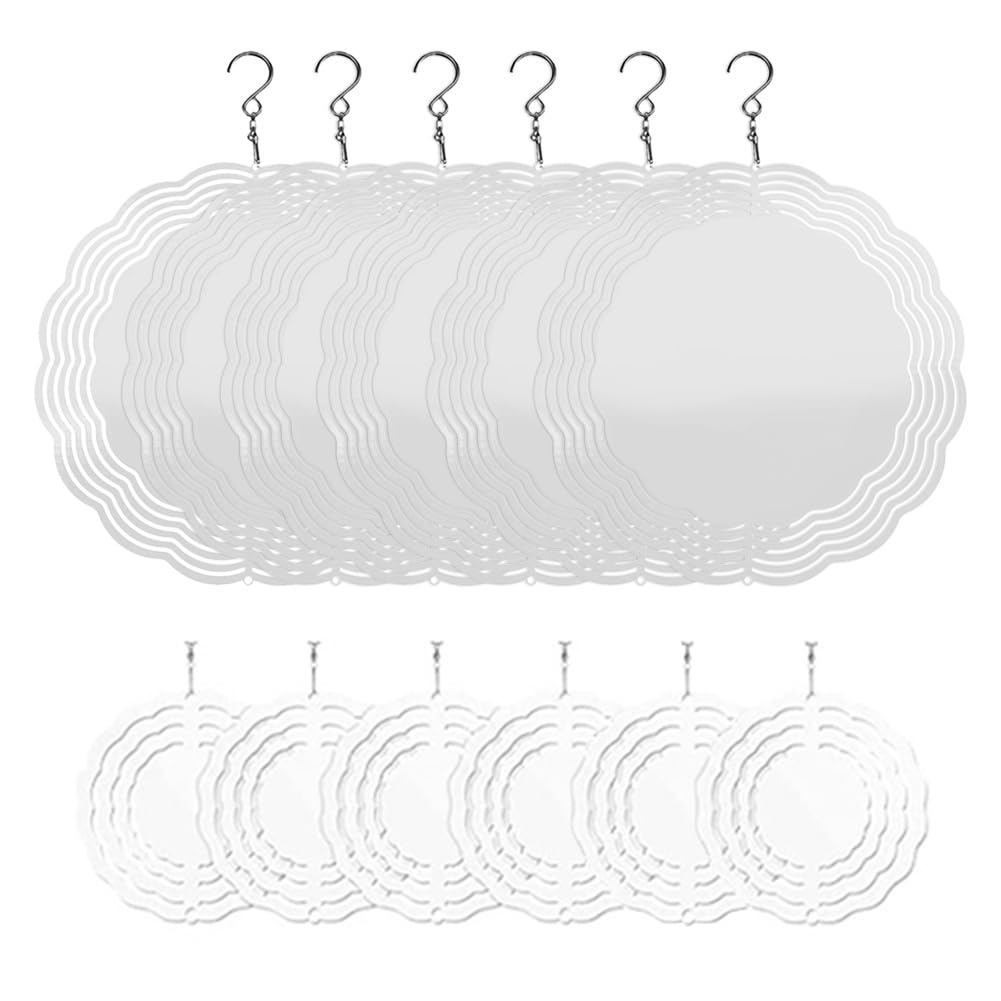 Pvczool 12Pcs Sublimation Wind Spinner Blanks 3D Wind Spinners Hanging Wind Spinners for Outdoor Garden Decoration 3/8 Inch