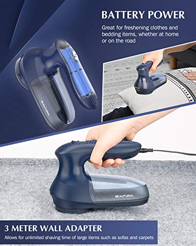 BEAUTURAL Portable Fabric Shaver and Lint Remover with 2-Speeds, Adjustable Shave Height, Dual Protection for Your Clothes, Quickly and Effectively Remove Fluff, Lint, and Bobbles (Upgraded)