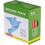 DOURA Origami Paper 750 Sheets Economy Pack with Storage -80gsm- 6 inch Square Sheet - 25 Vivid Colors for Gifts