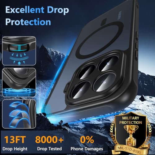 OWKEY Magnetic Case for Xiaomi 17T with Tempered Glass, Shockproof Protective Camera Case Cover for Xiaomi 17T (Black)