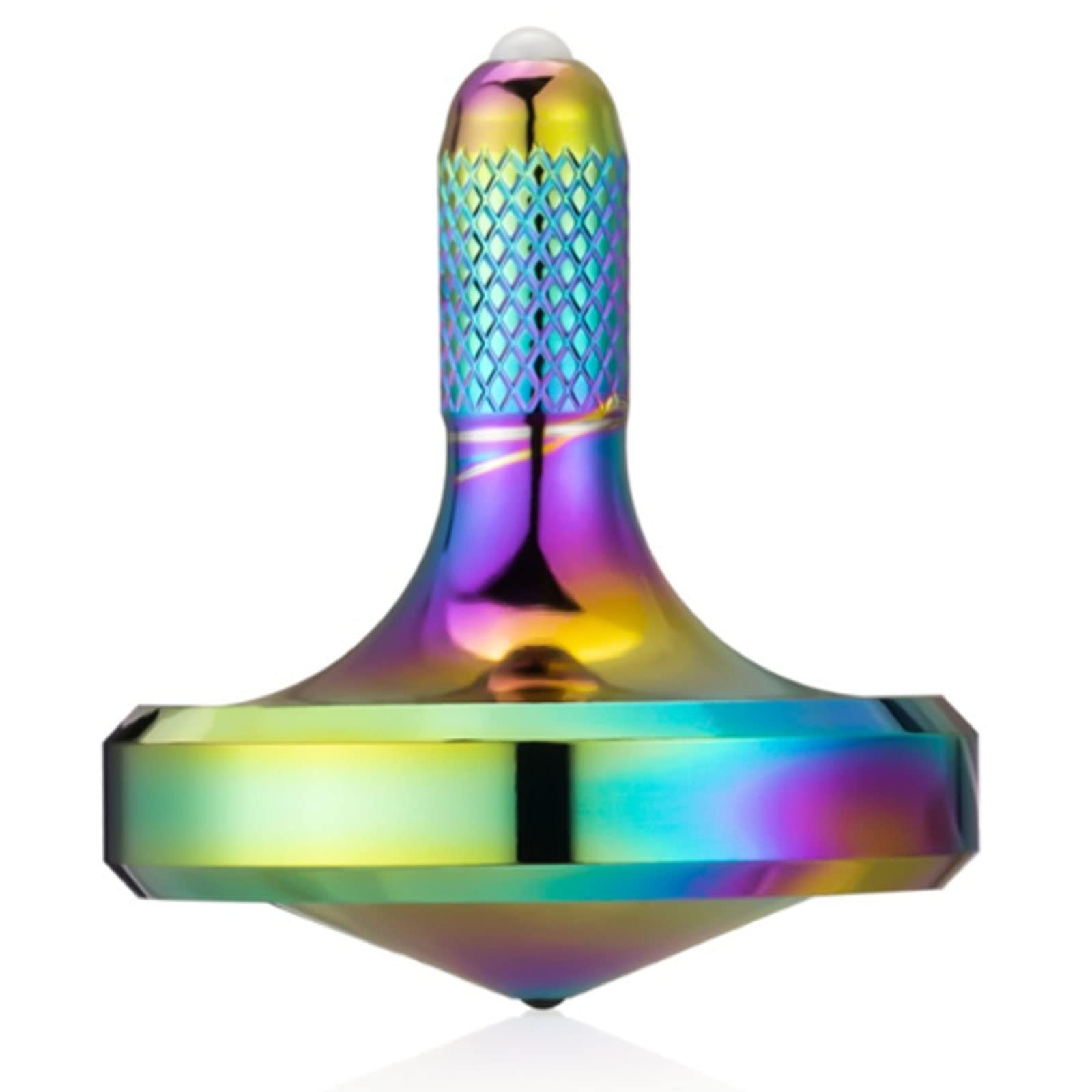 Metal Stainless Steel Spinning Top, Well Made EDC Decompression Toy, Perfectly Balanced, Spin Smooth, Long Rotation Time, Helps Relieve Stress and Anxiety (S/Iridescent)
