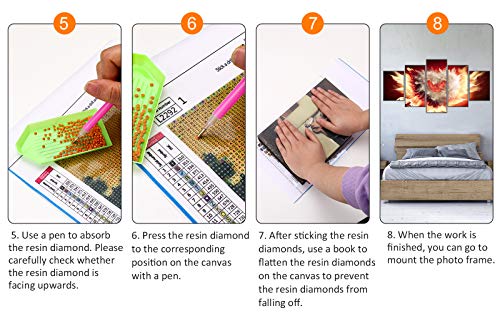 TAOPE 5 Stück Diamant Malerei Vollbohrer Kit, DIY 5D Diamond Painting Bilder Set Diamant Malen nach Zahlen Kreuzstich Stickerei Strass Mosaik Gemälde (Feder und Liebe)