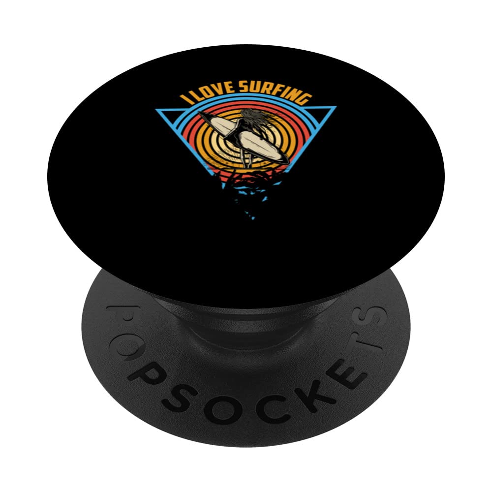 I Love Surfing Sayings Surfboard Surfer Surf PopSockets Swappable PopGrip