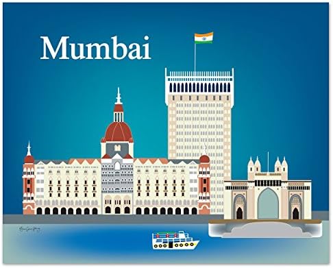 Mumbai, India Print - Retro Inspired Travel Wall Art for Home and Office - art sizes: 8 x 10, 11 x 14, 16 x 20, 24 x 30, 36 x 45