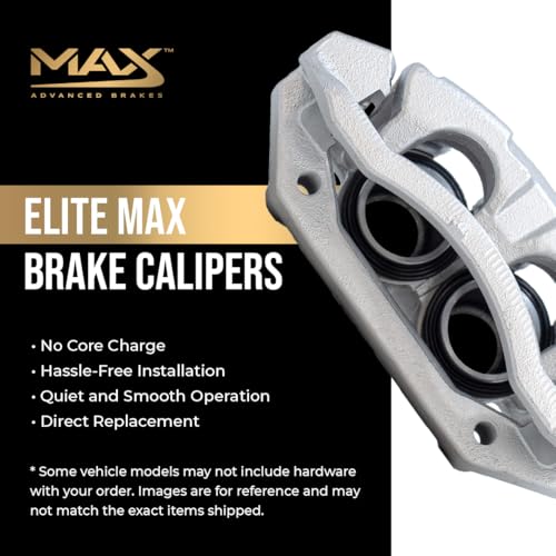 Max Advanced Brakes – EliteMAX Front Brake Caliper Set for 2012-2020 Dodge Grand Caravan, Driver & Passenger Side, Geomet Coated, Hardware Included, Disc Brake Caliper Assembly w/Bracket