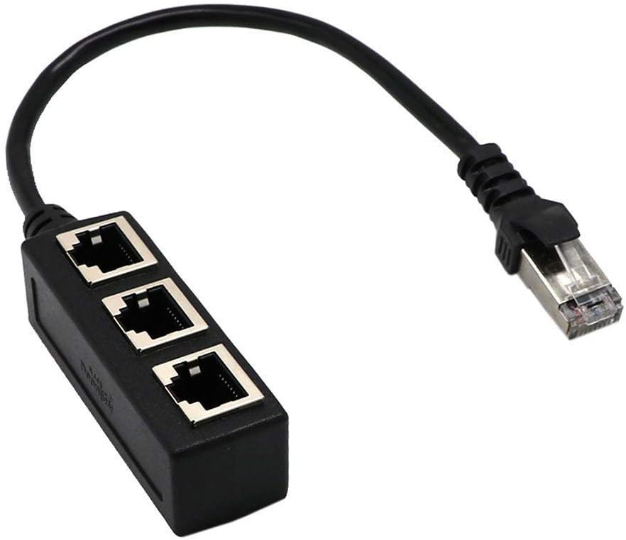 Jiaygan RJ45 Network 1 to 3 Port Ethernet Adapter Splitter, RJ45 Male to 3 x Female LAN Ethernet Splitter Adapter Cable Compatible with Cat5, Cat5e, Cat6, Cat7