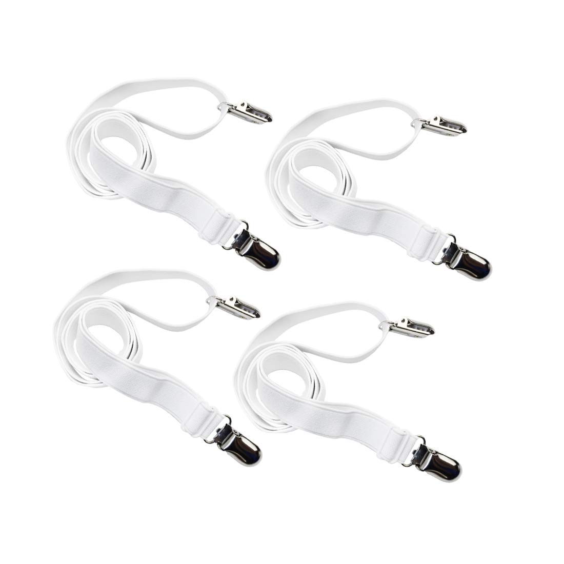 Long Bed Sheet Clips,Adjustable Bed Fitted Sheets Mattress Holder Straps Suspender Fastener,4 Pieces (White)
