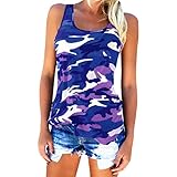 Women Camouflage Plus Size Tank Top Printed Sleeveless O-Neck Blouse Shirt Vest