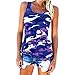 Women Camouflage Plus Size Tank Top Printed Sleeveless O-Neck Blouse Shirt Vest
