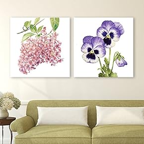 2 Panel Square Watercolor Style Pink and Purple...