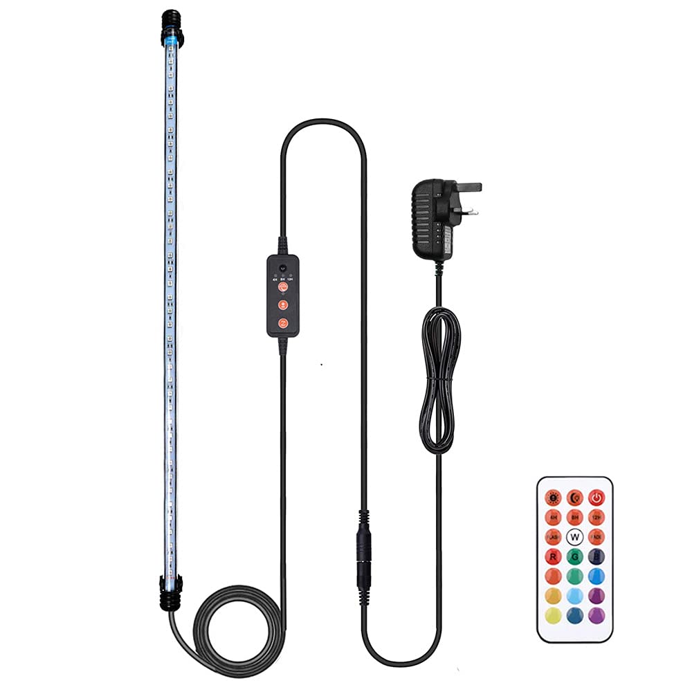 VARMHUS LED Aquarium Lighting, Submersible Fish Tank Light with Remote Controller, Custom Adjusts 13 Colors, RGB, 71cm