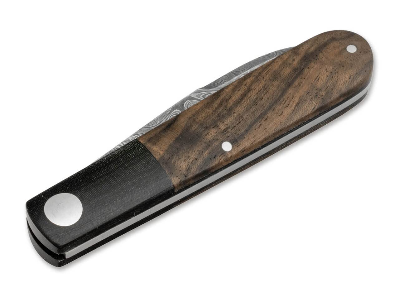 Böker Solingen® Barlow Prime Tirpitz-Damast - klassisches Slipjoint EDC Taschenmesser - Solinger Gentleman Klappmesser mit Holzgriff - Damaszener 2 Hand Messer Klassiker aus historischem Stahl 4