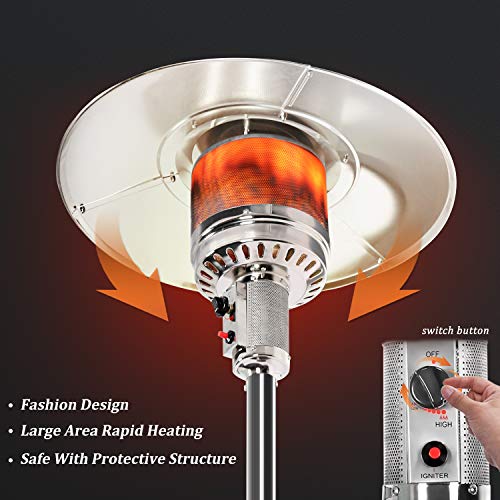 Bathonly Environmentally Safe Patio Heaters Garden Heater with Wheels for Moving Around, Tilt Auto Off Setting,38000BTU Outdoor Heater - Black...