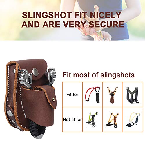 Kosibate Slingshot Ammo Pouch, Catapult Leather Hunting Holder for 3/8