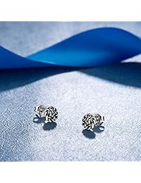 INFUSEU - Pendientes de tuerca de plata de ley con nudo celta de 7 a 0.394 in para mujer y niña, joyería irlandesa