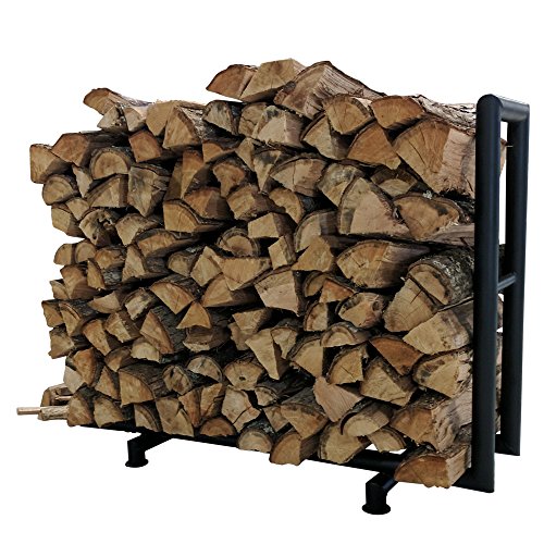 Titan Outdoors Rectangular Heavy Duty Outdoor Log Rack | 4 Feet, Black