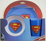 Superman Children's Blue Melamine Plate, Bowl and Cup Set