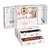 JewelKeeper Princess Musical Jewelry Armoire with 2 Pullout Drawers, White and Pink Flower Design, Waltz of the Flowers Tune