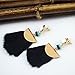 idealway Women's Girls Elegant Jewellery Bohemia Ethnic Tassels Dangle Stud Earrings Eardrop (Black)