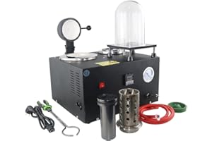 SHANGNIULU Cast Vacuum and Melting Machine Digital Display High Temperature Refining Precious Metal Jewelry Casting Tool 1/2 HP,2KG Gold Melting Furnace,3 CFM Lost Wax Cast Combination 2L with Bell Jar