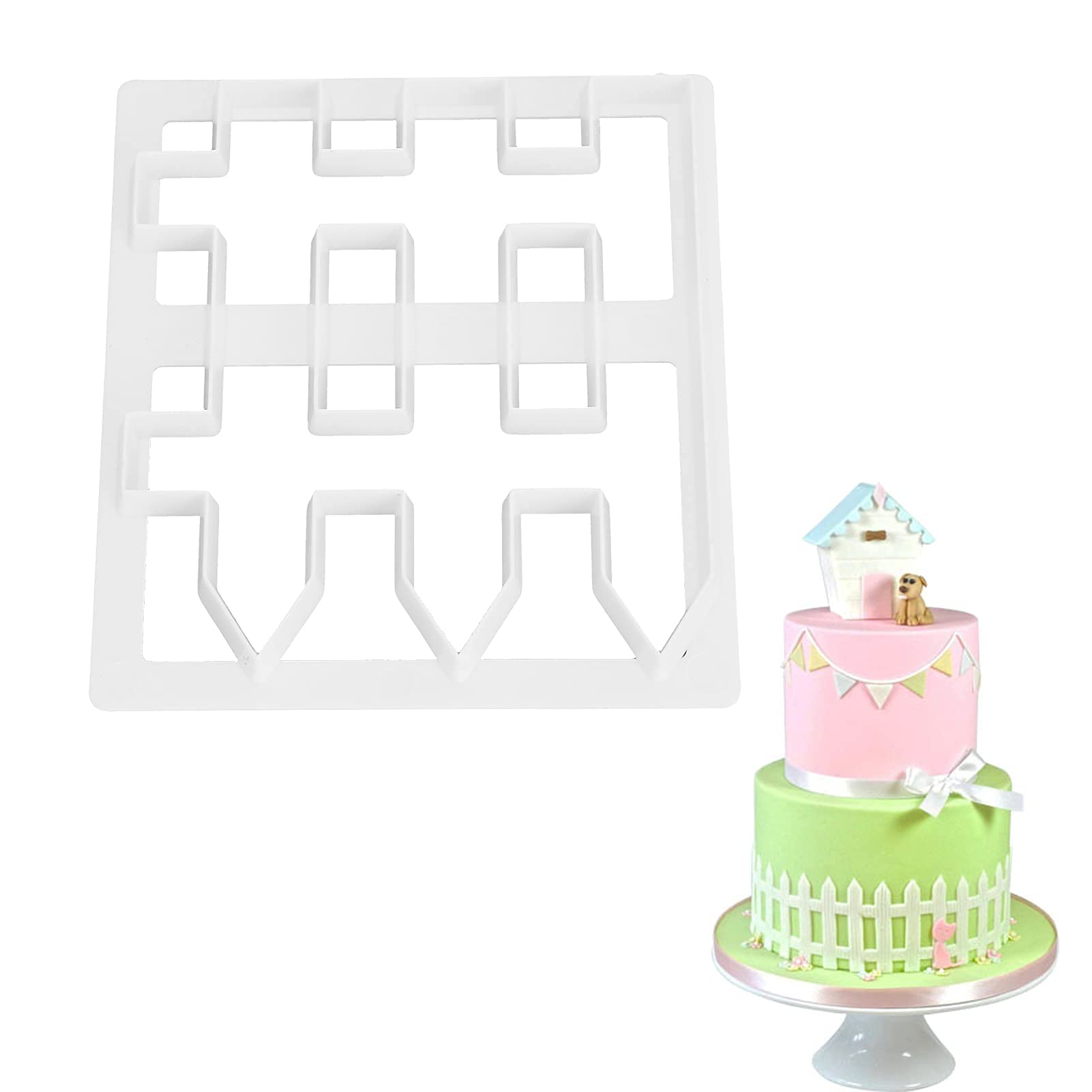 GAESHOW Fence Cookie Cutter, Picket Fence Fondant Cutter, Cake Moulds Fondant Cake Cutting Molds for Baking Room Coffee Shop Cookie DIY and Cake Border Decorating