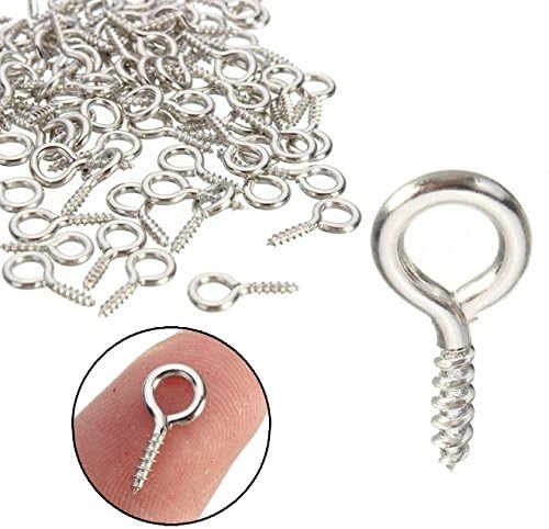 100Pcs 12mm Eye Hook Screw Pins Silver Plated Steel Clasp For Jewelry Findings