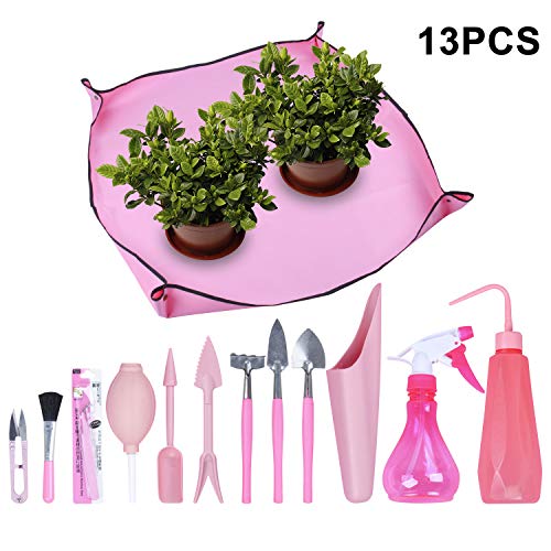 Homend Garden Kneelers Gardening Transplanting Pot Pad Mini Garden Hand Transplanting Succulent Tools for Indoor Garden Plant Care Work Cloth Anti Dirty (12 PCS/Set,Pink)