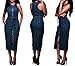sexycherry Women Sexy Denim Dress Elegant V Neck Sleeveless Slim Fit Pencil Jeans Zipper Split