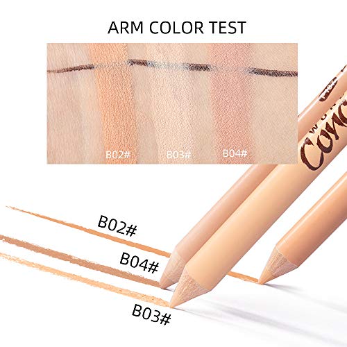 3 PCS Wonder Concealer Pencil, Concealer Stick Set, Waterproof Full Coverage Foundation Concealer for Eye Dark Circles Spot & Imperfections, Scar (B03#)