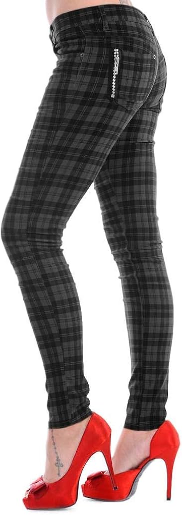 plaid skinny trousers womens