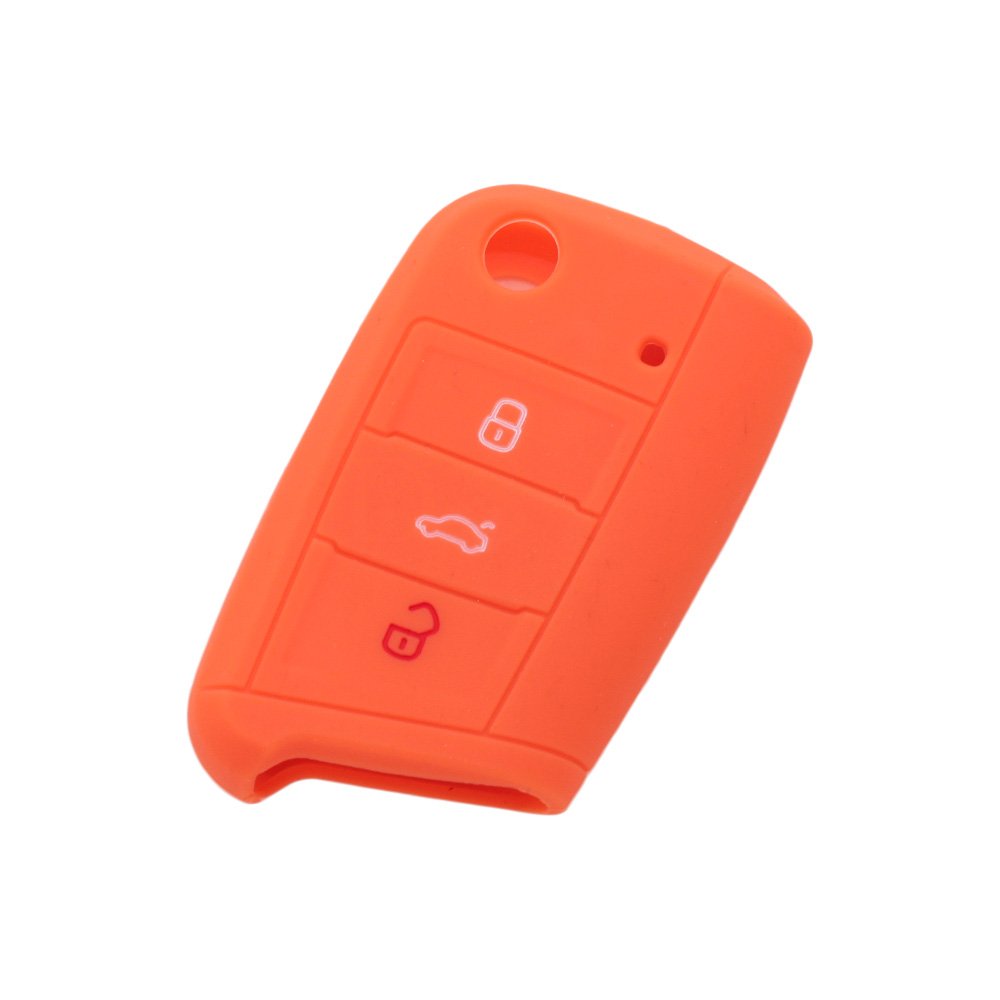 BROVACS Silicone Cover Protector Case Holder Skin Jacket Compatible with VOLKSWAGEN 3 Button Flip Remote Key Fob CV9803 Orange