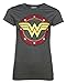 Ladies Charcoal Marl Wonder Woman Circle Logo T Shirt, Medium