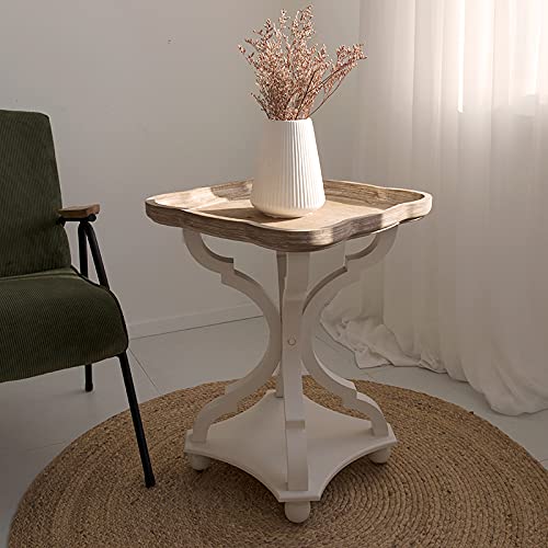 COZAYH Set of 2 Rustic Farmhouse Cottagecore Accent End Table, Natural