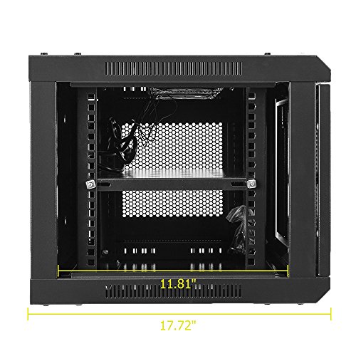 Z ZTDM Server 19 Inch Rack Enclosure, Date Network Lockable Secure Cabinet with Shelf and Two Cooling Fans Fully Assembled Vented Door 6U - Thumbnail 6