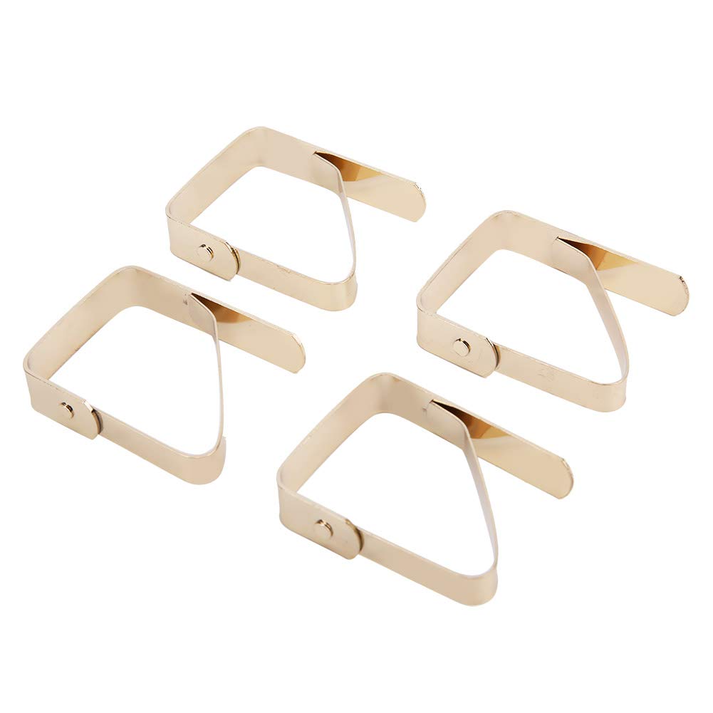 Tablecloth Clips, 4 Pack Gold Stainless Steel Table Cloth Holders, Rust Proof Table Cloth Hold Down Clips Ideal for Home Restaurants Picnic Party Dining Tables, Fits Up to 3cm Thick Tables,tablecloth