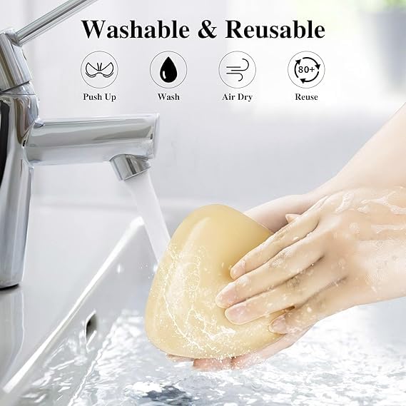 Woakess Sticky Bra Inserts, Sujetador Adhesivo Push Up Bra, Sujetador Adhesivo Doble Cara, Almohadillas de Sujetador Extraíble Push-up Almohadilla de Empuje para Sujetador Deportivo Traje Baño