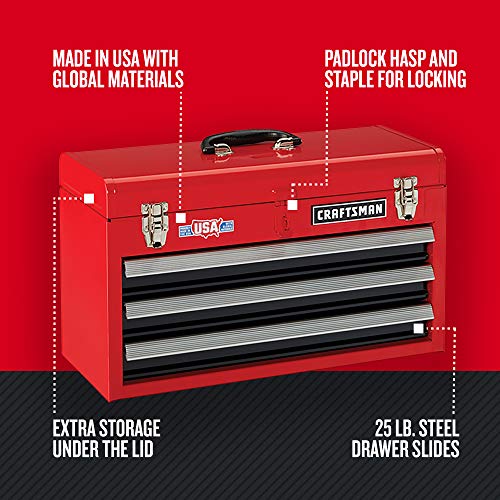 CRAFTSMAN Tool Box, 3 Drawer, Lockable, Red (CMST82762RB) Pricepulse