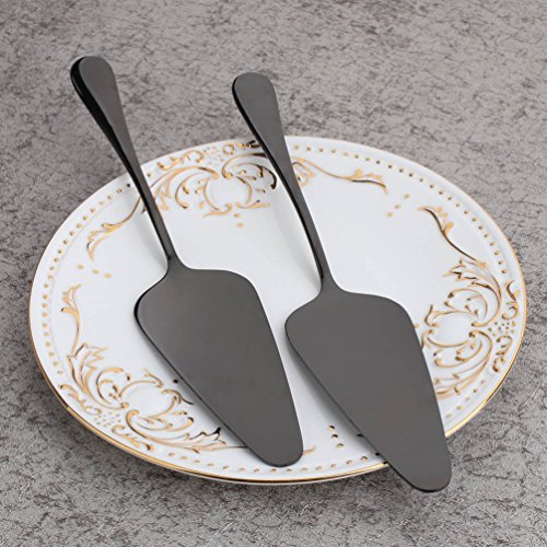 Black 2 Piece Pie Server 9-inch Stainless Steel Table Flatware Set Cake Server Silverware Dishwasher Safe for Buffet, Banquet, Party