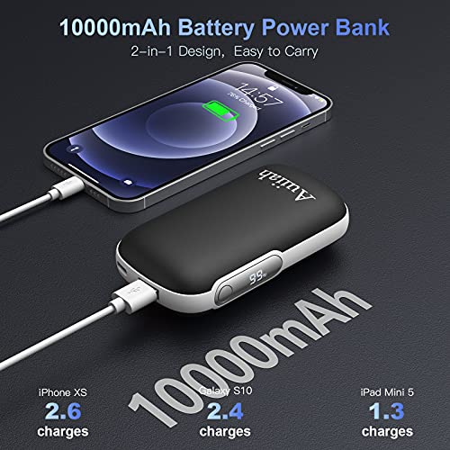 Hand Warmers Rechargeable, 10000mAh Electric Pocket Warmer Power Bank with 18W Fast-Charging, LED Display, 15hrs Long Lasting Heat, Perfect for Outdoor, Raynauds, Heat Therapy, Gift for Women, Men