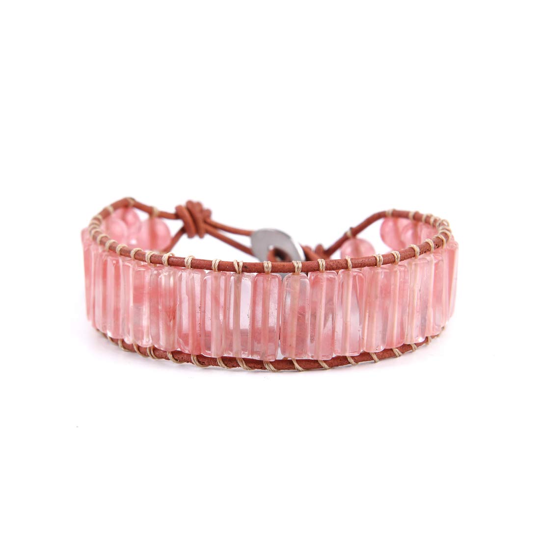 YGLINE Women Boho Bracelet Vintage Leather Wrap Bracelet Semi Precious Stone Beaded Cuff Bracelet
