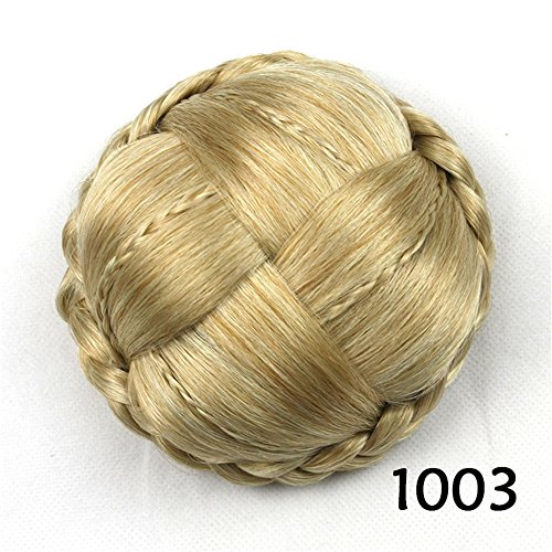 S-ssoy Bridal Hair Pieces Bun, Braided Chignon Scrunchy Scrunchie Synthetic Bun Hair Extensions Costume Hairpiece Clip in Wig Wedding for Girl Lady Women,1003