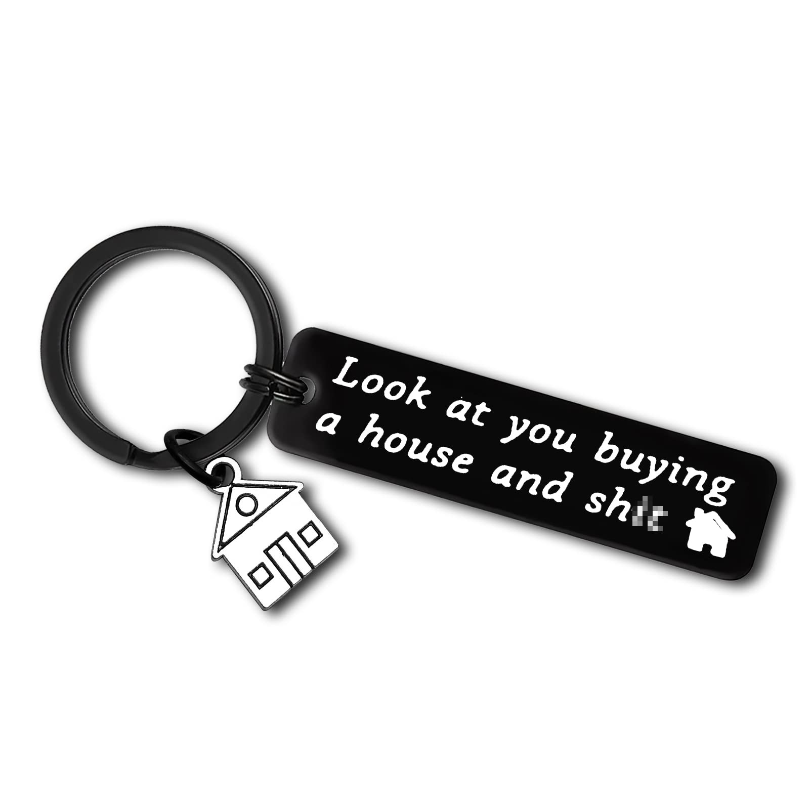 Dabihu Funny New Homeowner Gift 'Look At You Buying A House' Keychain - First Home Gifts for Couples, Friends, Family - Black