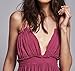 R.Vivimos Womens Summer Halter Deep V Neck Sexy Patchwork Mini Short Dresses Medium Fuchsia